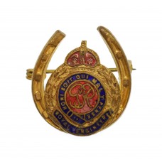 George VI Royal Engineers Brass & Enamel Horseshoe Sweetheart Brooch