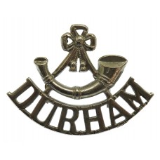 Durham Light Infantry (Bugle/DURHAM) White Metal Shoulder Title