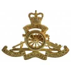 Royal Artillery Officer's Dress Gilt Cap Badge - Queen's Crown