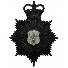 Merthyr Tydfil Borough Police Night Helmet Plate - Queen's Crown