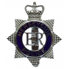 Merseyside Police Enamelled Star Cap Badge - Queen's Crown