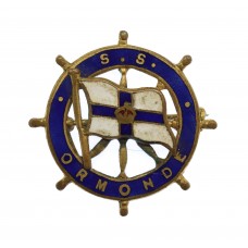 Orient Line S.S. Ormonde Ships Wheel Enamel Brooch Badge