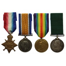 WW1 1914-15 Star, British War Medal, Victory Medal and Edward VII Volunteer Long Service Medal Group of Four - Major, F.L. Grant, 10th Bn. Cameronians (Scottish Rifles)