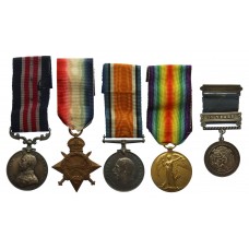 WW1 Military Medal, 1914-15 Star, British War Medal, Victory Medal and Cannock Chase Coal Owners Rescue Brigade Medal Group of Five - Pte. R.P. Street, Royal Army Medical Corps