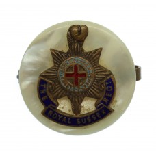 Royal Sussex Regiment Mother of Pearl Sweetheart Brooch