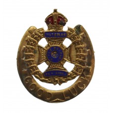 Rifle Brigade Enamelled Good Luck Horseshoe Sweetheart Brooch - King's Crown