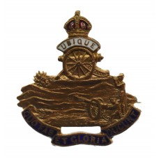 WW1 Royal Artillery Brass & Enamel Sweetheart Brooch - King's