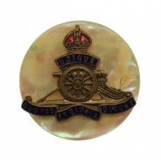 Royal Artillery Mother of Pearl Sweetheart Brooch - King's Crown