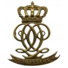 7th Queen's Hussars Cast Brass Pouch Badge