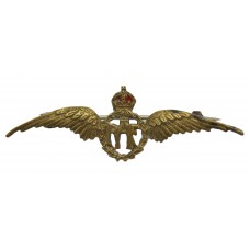 Royal Air Force (R.A.F.) Brass Sweetheart Brooch - King's Crown