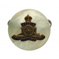 Royal Artillery Mother of Pearl Sweetheart Brooch - King's Crown