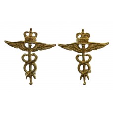 Pair of Royal Air Force (R.A.F.) Medical Branch Officers Collar Badges - Queen's Crown