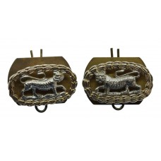 Pair of Royal Leicestershire Regiment Anodised (Staybrite) Collar Badges