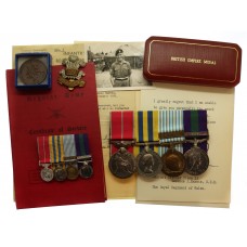 Military B.E.M., Korean War and GSM (Clasp - Cyprus) Medal Group of Four - W.O.II. T.J. Harris, Welch Regiment - Wounded in Action