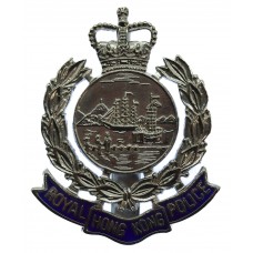 Royal Hong Kong Police Enamelled Cap Badge - Queen's Crown