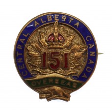 Canadian 151st (Central Alberta) Bn. WW1 C.E.F. Enamelled Sweetheart Brooch