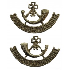 Pair of Somerset & Cornwall Light Infantry (Bugle/SOMERSET&CORNWALL) White Metal Shoulder Titles
