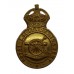 Royal Military Academy Woolwich Officer Cadet Gilt Cap Badge - King's Crown