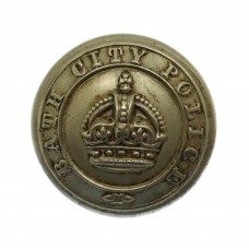 Bath City Police White Metal Button - King's Crown (24mm)
