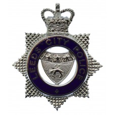 Leeds City Police Senior Officer's Enamelled Cap Badge - Queen's Crown