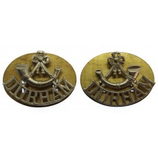 Pair of Durham Light Infantry (Bugle/DURHAM) White Metal Shoulder