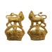 Pair of Queen's Own Royal West Kent Regiment Officer's Gilt Collar Badges - King's Crown