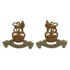 Pair of Royal Army Pay Corps (R.A.P.C.) Bi-Metal Collar Badges - Queen's Crown