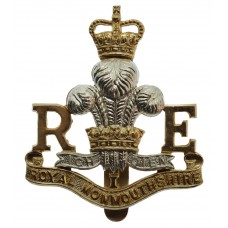 Royal Monmouthshire Royal Engineers Anodised (Staybrite) Cap Badge - Queen's Crown