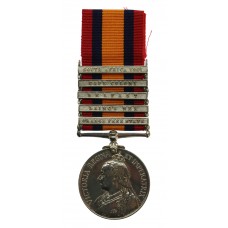 Queen's South Africa Medal (5 Clasps - Orange Free State, Laing's Nek, Belfast, Cape Colony, South Africa 1901) - Corpl. Shng-Smith G. Pegg, 18th Hussars