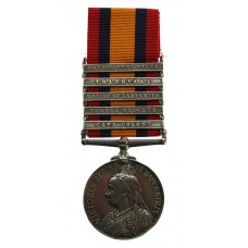 Queen's South Africa Medal (Clasps - Cape Colony, Tugela Heights, Relief of Ladysmith, Transvaal, Orange Free State) - Pte. W. Dean, Royal Welsh Fusiliers