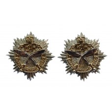 Pair of Gurkha Army Service Corps Anodised (Staybrite) Collar Badges - Queen's Crown