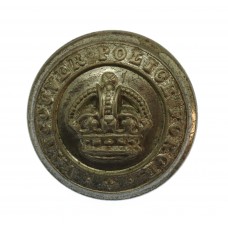 Canadian Vancouver Police Force White Metal Button - King's Crown (23mm)