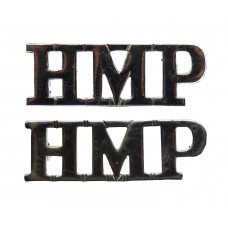 Pair of H. M. Prison Service (H.M.P.) Chrome Shoulder Titles