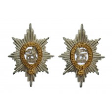 Pair of Worcestershire Regiment Officer's Silvered & Gilt Collar Badges