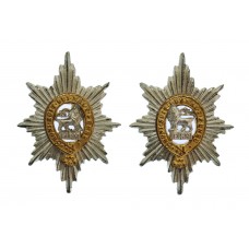 Pair of Worcestershire Regiment Officer's Silvered & Gilt Col