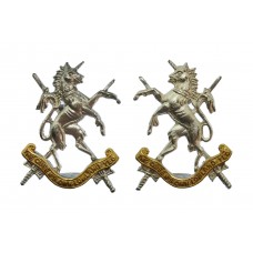 Pair of Queen's Own Lowland Yeomanry Officer's Collar Badges