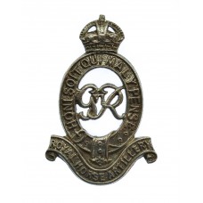 George VI Royal Horse Artillery (R.H.A.) White Metal Cap Badge