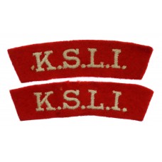 Pair of King's Shropshire Light Infantry (K.S.L.I.) Cloth Shoulder Titles