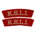 Pair of King's Shropshire Light Infantry (K.S.L.I.) Cloth Shoulder Titles