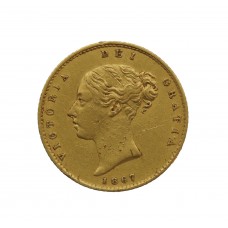 1867 Victoria Gold Shield Back Half Sovereign Coin