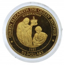 Solomon Islands 1996 Queen Elizabeth The Queen Mother Lady of the Century 14ct Gold Proof $50 Coin