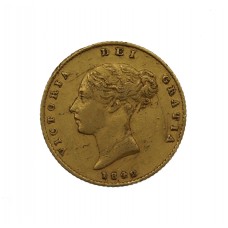 1842 Victoria Gold Shield Back Half Sovereign Coin