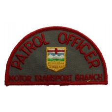 Canadian Alberta Patrol Officer Motor Transport Branch Cloth Patc