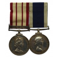 Naval General Service Medal (Clasp - Near East) and RN Long Service & Good Conduct Medal Pair - F.S. Hearne, P.O.M.(E), Royal Navy, HMS Ark Royal