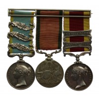1854 Crimea Medal (Clasps - Inkermann, Sebastopol, Azoff), Turkish Crimea and Second China War Medal (Clasps - Canton 1857, Taku Forts 1860) Group of Three - Gnr. A. Grey, Royal Marine Artillery