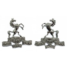 Pair of Queen's Own Buffs, Royal Kent Regiment Anodised (Staybrite) Collar Badges