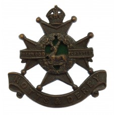 Notts & Derby Regiment (Sherwood Foresters) Officer's Service Dress Cap Badge - King's Crown