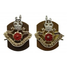 Pair of Loyal Regiment Anodised (Staybrite) Collar Badges - Queen's Crown
