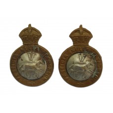 Pair of 5th Dragoon Guards Collar Badges - King's Crown