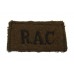 Royal Armoured Corps (R.A.C.) Cloth Slip On Shoulder Title